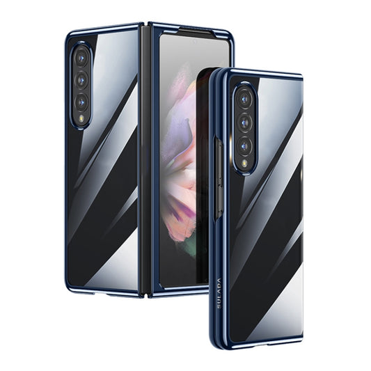 For Samsung Galaxy Z Fold4 SULADA Shockproof Plating PC Transparent Protective Case(Blue) - Galaxy Z Fold4 5G Cases by SULADA | Online Shopping UK | buy2fix