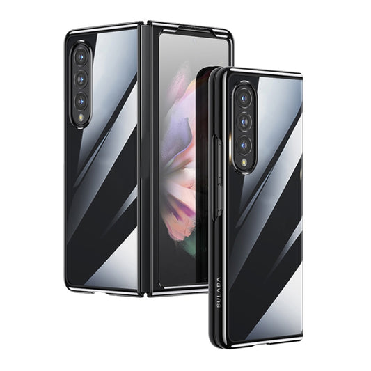 For Samsung Galaxy Z Fold4 SULADA Shockproof Plating PC Transparent Protective Case(Black) - Galaxy Z Fold4 5G Cases by SULADA | Online Shopping UK | buy2fix