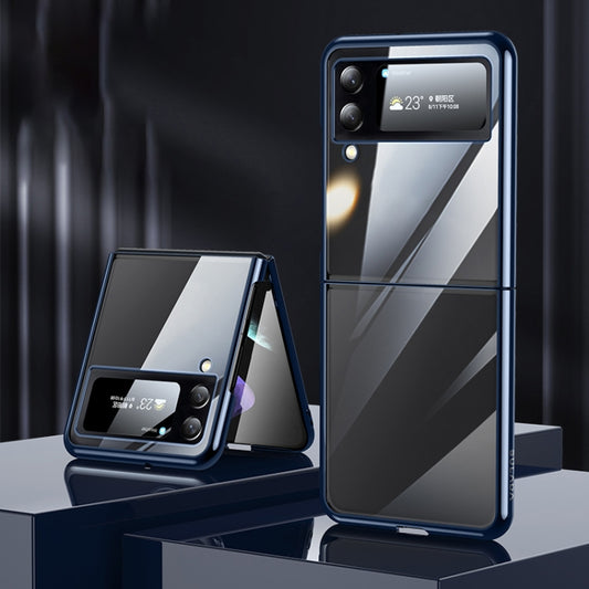 For Samsung Galaxy Z Flip4 SULADA Shockproof Plating PC Transparent Protective Case(Blue) by SULADA