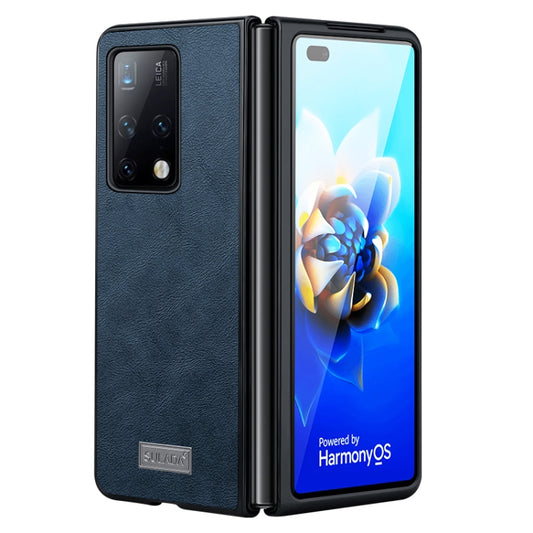 For Samsung Galaxy Z Fold4 SULADA Shockproof TPU + Handmade Leather Protective Case(Blue) - Galaxy Z Fold4 5G Cases by SULADA | Online Shopping UK | buy2fix