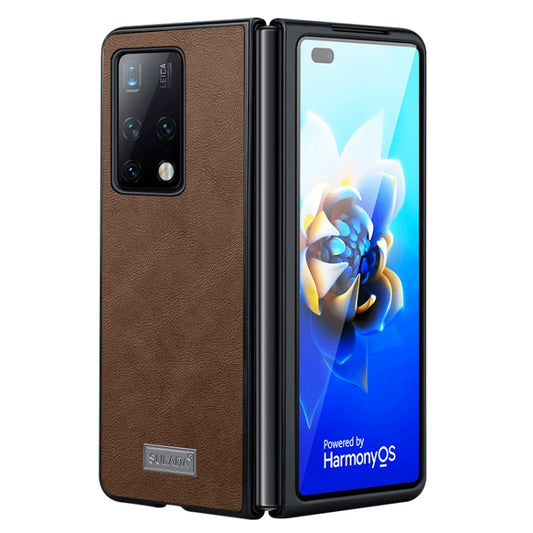 For Samsung Galaxy Z Fold4 SULADA Shockproof TPU + Handmade Leather Protective Case(Brown) - Galaxy Z Fold4 5G Cases by SULADA | Online Shopping UK | buy2fix
