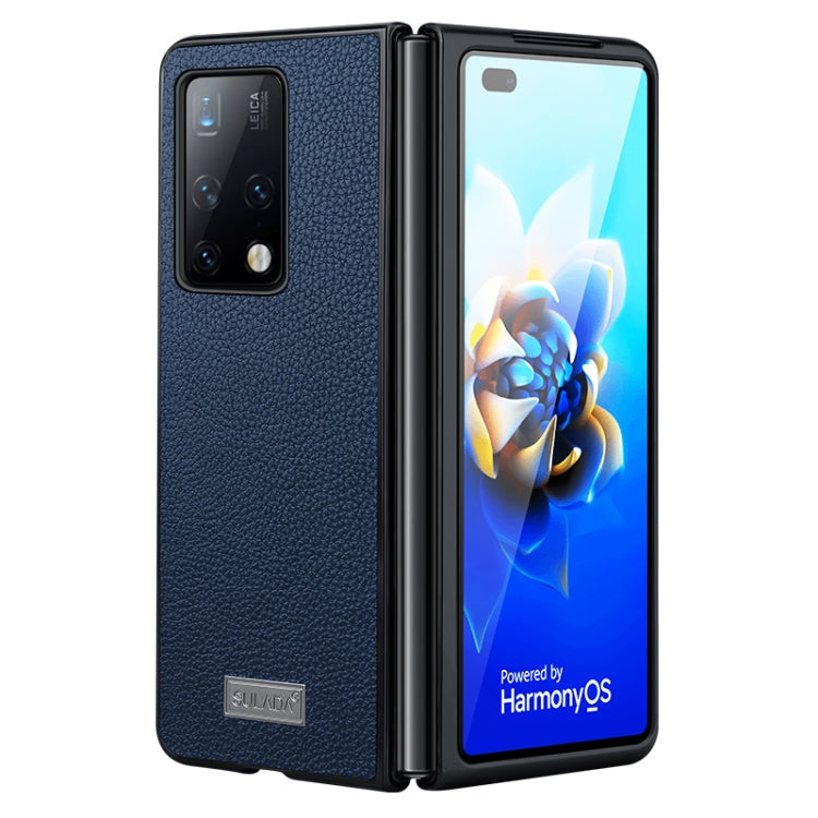 For Samsung Galaxy Z Fold4 SULADA Shockproof TPU + Handmade Leather Phone Case(Blue) - Galaxy Z Fold4 5G Cases by SULADA | Online Shopping UK | buy2fix