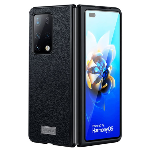 For Samsung Galaxy Z Fold4 SULADA Shockproof TPU + Handmade Leather Phone Case(Black) - Galaxy Z Fold4 5G Cases by SULADA | Online Shopping UK | buy2fix