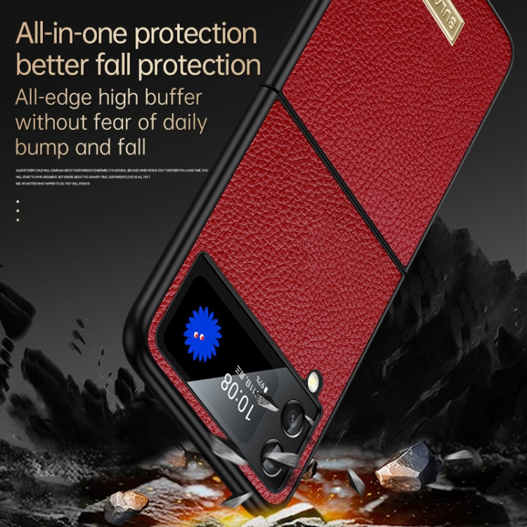 For Samsung Galaxy Z Flip4 SULADA Shockproof TPU + Handmade Leather Phone Case(Black) - Galaxy Z Flip4 5G Cases by SULADA | Online Shopping UK | buy2fix