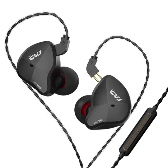 CVJ-CSN In-Ear Dual Magnetic Circuit Dynamic HIFI Wired Earphone, Style:With Mic(Black)