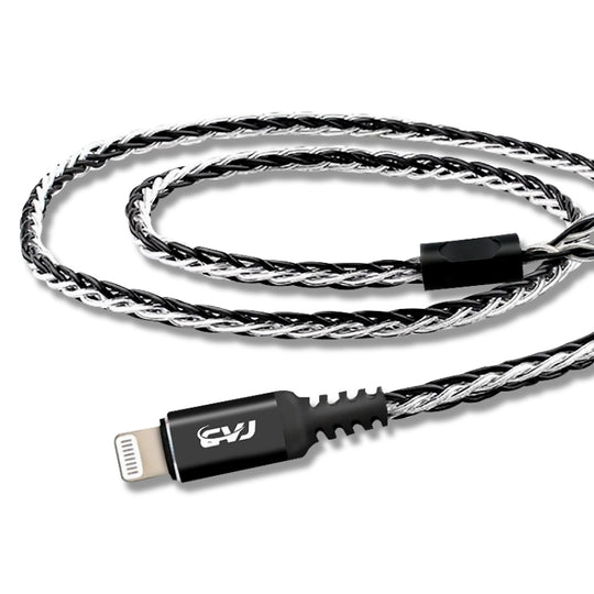 CVJ-CVM 1.2m 8 Core TC Silver Plated MMCX HIFI Earphone Update Cable, Style:With Mic