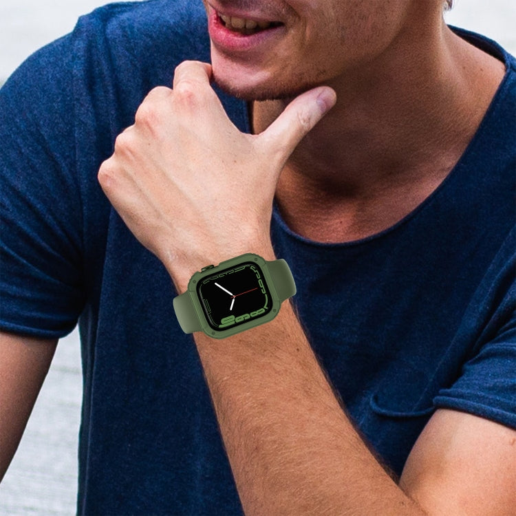2 in 1 Screen Tempered Glass Film Protective Case For Apple Watch Series 6 / 5 / 4 / SE 40mm(Army Green) by buy2fix