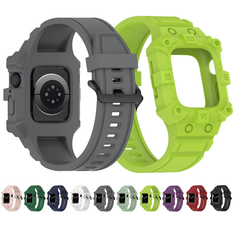 Integrated Silicone Watch Band For Apple Watch Series 8&7 45mm / SE 2&6&SE&5&4 44mm / 3&2&1 42mm(Lime Green) by buy2fix
