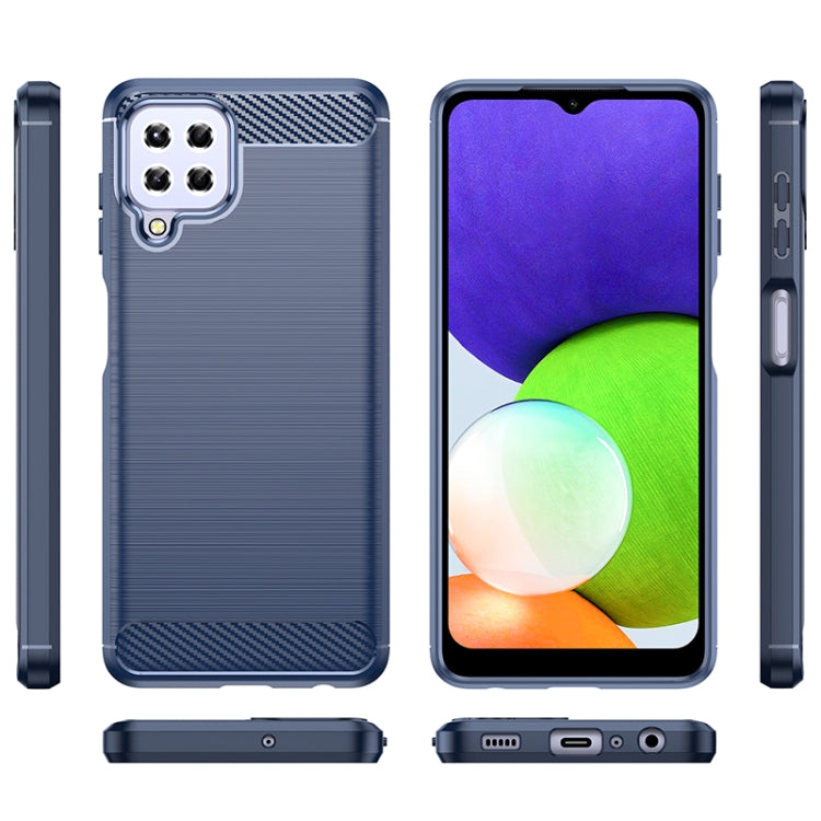 For Samsung Galaxy F22 Brushed Texture Carbon Fiber TPU Phone Case(Blue) by buy2fix