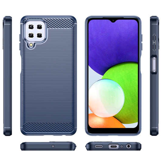 For Samsung Galaxy F22 Brushed Texture Carbon Fiber TPU Phone Case(Blue) by buy2fix