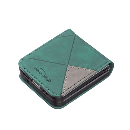 For Samsung Galaxy Z Flip4 Rhombus Texture Leather Phone Case(Green) - Galaxy Z Flip4 5G Cases by buy2fix | Online Shopping UK | buy2fix