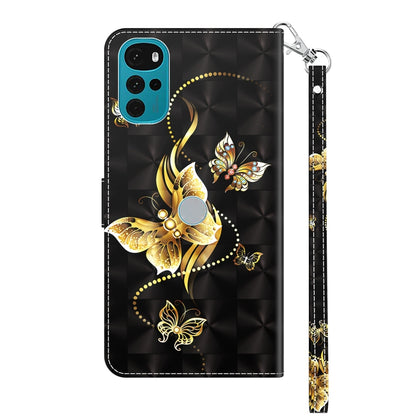 For Motorola Moto G22 3D Painted Leather Phone Case(Golden Swallow Butterfly) - Motorola Cases by buy2fix | Online Shopping UK | buy2fix