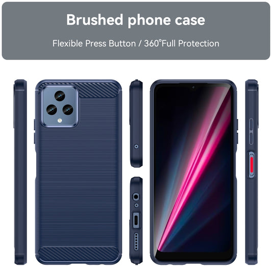For T-Mobile REVVL 6 5G Brushed Texture Carbon Fiber TPU Phone Case (Blue) by buy2fix