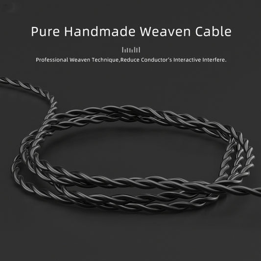 CVJ V2 1.25m Oxygen-free Copper Original 3.5mm Elbow Earphone Cable, Style:0.75mm No Mic(Black) by CVJ