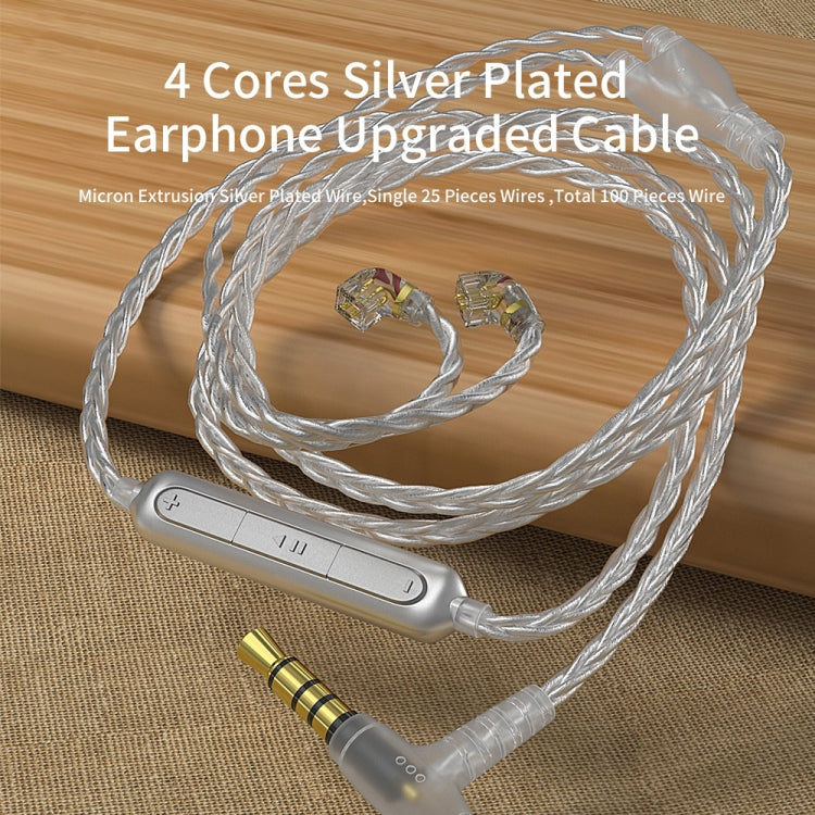 CVJ V7 1.25m 4-Cores Silver-plated 3.5mm Elbow Earphone Cable, Model:2 Pin with Mic(Silver) - Cable & Splitter by CVJ | Online Shopping UK | buy2fix