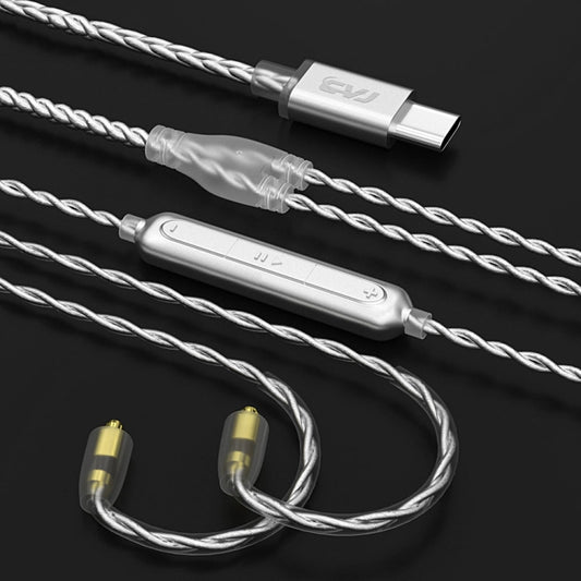 CVJ V5.TC 1.25m Type-C Digital Decoding Silver-plated Earphone Cable, Style:MMCX(Silver) - Cable & Splitter by CVJ | Online Shopping UK | buy2fix
