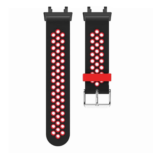 For Amazfit T-Rex 2 3-Row Holes Two-color Silicone Watch Band(Black Red) by buy2fix