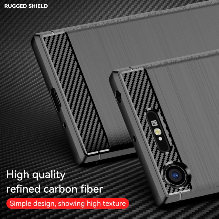 For Sony Xperia XZ1 Brushed Texture Carbon Fiber TPU Phone Case(Black) - Mobile Accessories by buy2fix | Online Shopping UK | buy2fix
