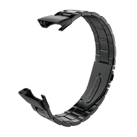 For Xiaomi Mi Band 7 Pro Three-bead Flat Buckle Stainless Steel Watch Band(Black) by buy2fix