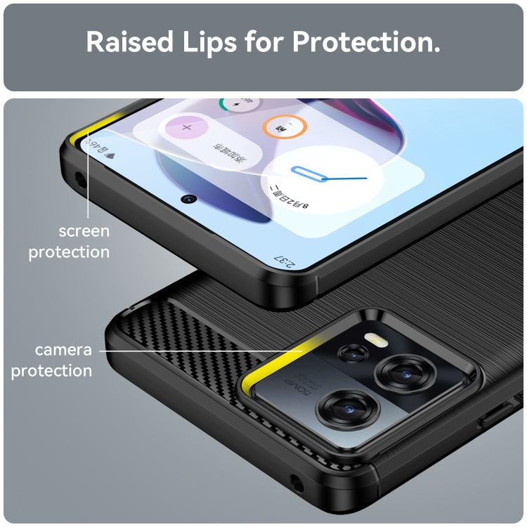 For Motorola Moto S30 Pro Brushed Texture Carbon Fiber TPU Phone Case(Black) - Motorola Cases by buy2fix | Online Shopping UK | buy2fix