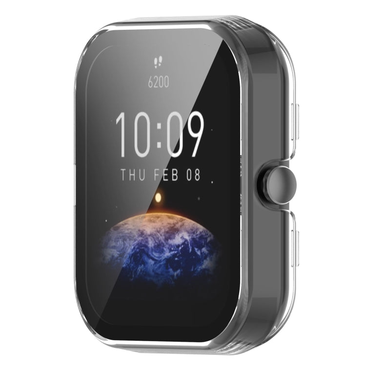 For Amazfit Bip3 / Bip3 Pro PC+ Toughened Film Fully Enclosed Protective Watch Case(Transparent White) by buy2fix