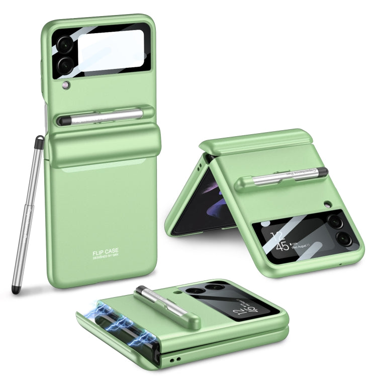 For Samsung Galaxy Z Flip4 GKK Magnetic Full Coverage Phone Flip Case with Pen(Matcha Green) by GKK