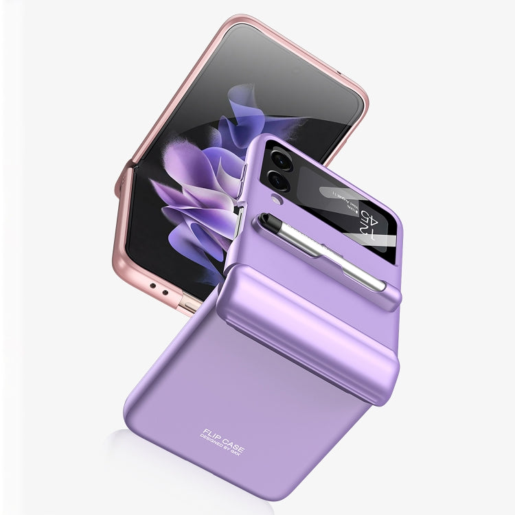 For Samsung Galaxy Z Flip4 GKK Magnetic Full Coverage Phone Flip Case with Pen(Purple) by GKK