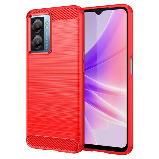 For OPPO A57S Carbon Fiber Brushed Texture TPU Case(Red) - OPPO Cases by buy2fix | Online Shopping UK | buy2fix