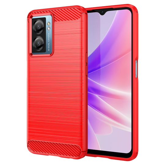 For OPPO A57S Carbon Fiber Brushed Texture TPU Case(Red)