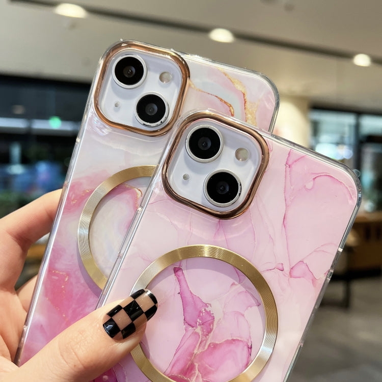 For iPhone 12 Gilt Marble Magsafe Phone Case(Pink) - iPhone 12 / 12 Pro Cases by buy2fix | Online Shopping UK | buy2fix