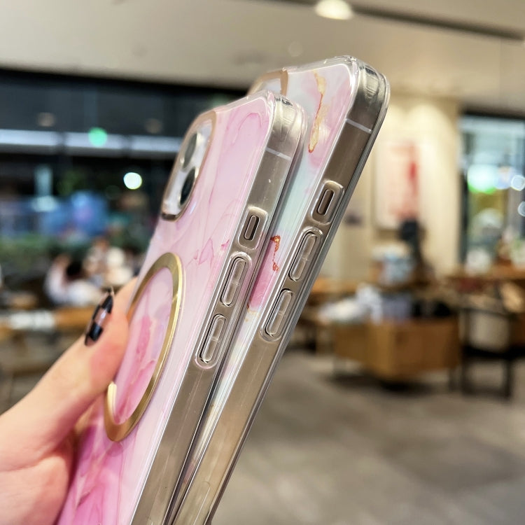 For iPhone 12 Gilt Marble Magsafe Phone Case(Pink) - iPhone 12 / 12 Pro Cases by buy2fix | Online Shopping UK | buy2fix