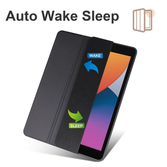 For iPad 10.2 2021/2020/2019 Acrylic 3-folding Smart Leather Tablet Case(Black) by buy2fix