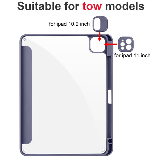 Acrylic 3-folding Smart Leather Tablet Case For iPad Air 2022/2020/Pro 11 2021/2020/2018(Purple) by buy2fix