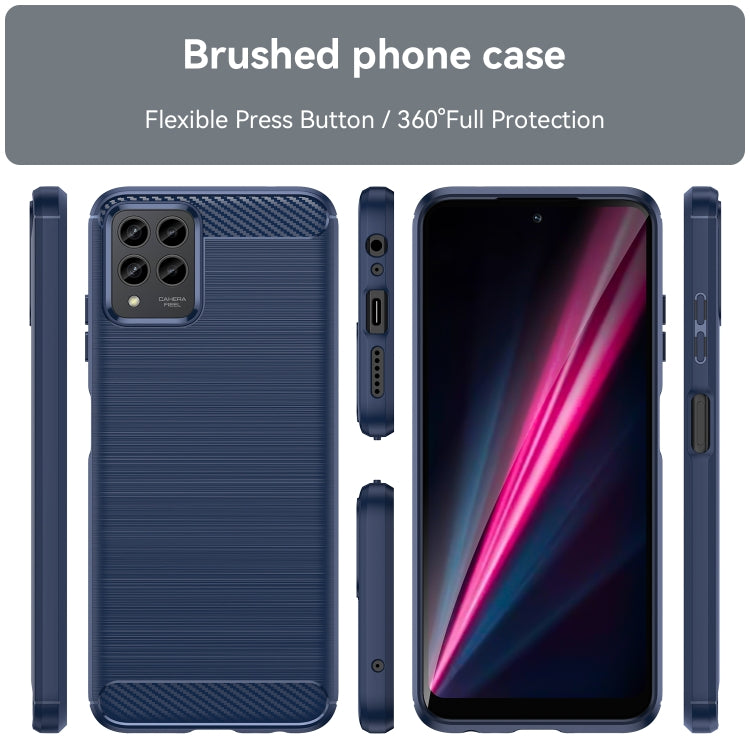 For T-Mobile REVVL 6 Pro 5G Brushed Texture Carbon Fiber TPU Phone Case(Blue) - More Brand by buy2fix | Online Shopping UK | buy2fix