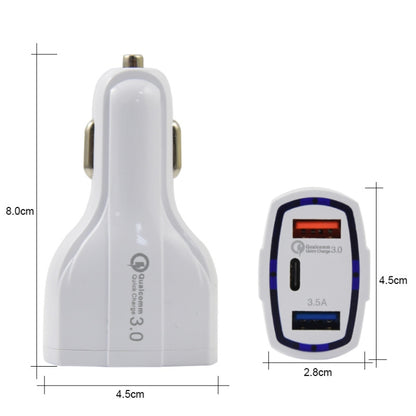 308 3 in 1 Cigarette Lighter Conversion Plug Multi-function USB Car Fast Charger(White) - In Car by buy2fix | Online Shopping UK | buy2fix