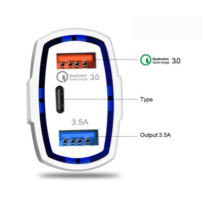 308 3 in 1 Cigarette Lighter Conversion Plug Multi-function USB Car Fast Charger(White) - In Car by buy2fix | Online Shopping UK | buy2fix