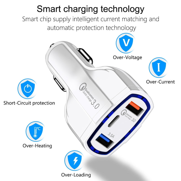 308 3 in 1 Cigarette Lighter Conversion Plug Multi-function USB Car Fast Charger(Black) - In Car by buy2fix | Online Shopping UK | buy2fix