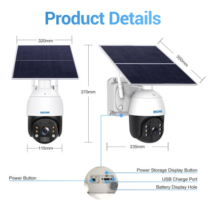 ESCAM QF724 3MP 24h Recording Cloud Storage PT 4G PIR Alarm IP Camera with Solar Panel, US Signal Bands - Security by ESCAM | Online Shopping UK | buy2fix