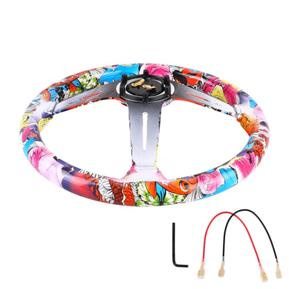 35cm Car Racing Graffiti ABS Steering Wheel(Style 2) by buy2fix