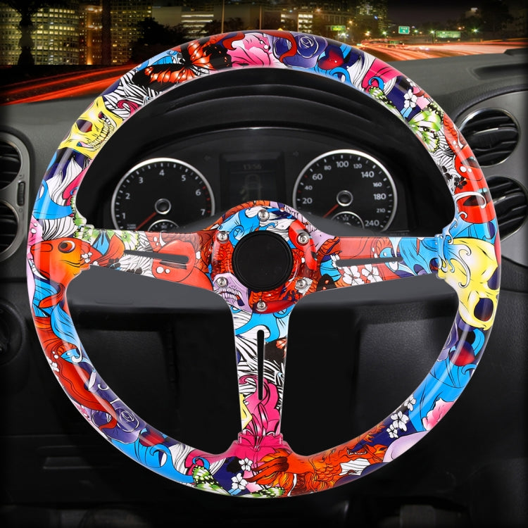 35cm Car Racing Graffiti ABS Steering Wheel(Style 2) by buy2fix