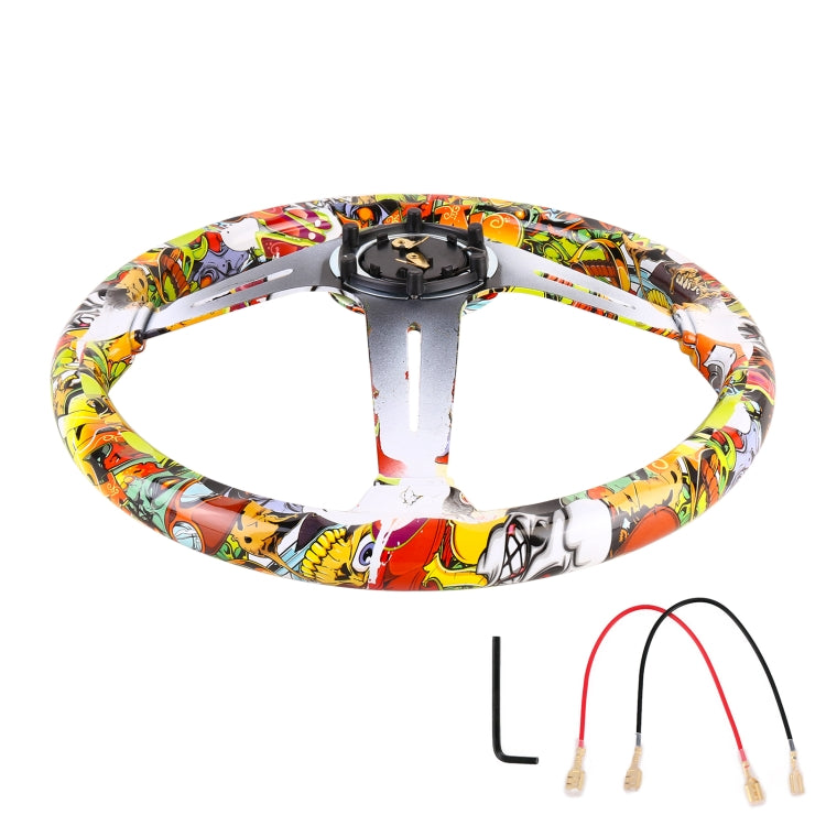 35cm Car Racing Graffiti ABS Steering Wheel(Style 3) by buy2fix