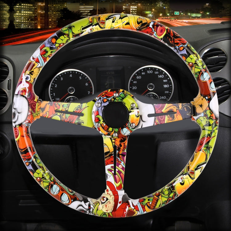 35cm Car Racing Graffiti ABS Steering Wheel(Style 3) by buy2fix