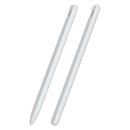 3 in 1 Striped Liquid Silicone Stylus Case with Two Tip Caps For Apple Pencil 1(White) - Pencil Accessories by buy2fix | Online Shopping UK | buy2fix