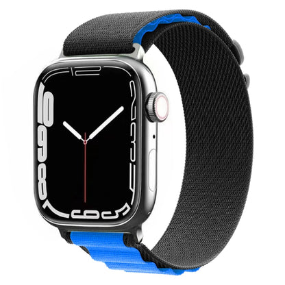 Nylon Watch Band For Apple Watch Series 8&7 45mm / SE 2&6&SE&5&4 44mm / 3&2&1 42mm (Black Blue) - Smart Wear by buy2fix | Online Shopping UK | buy2fix