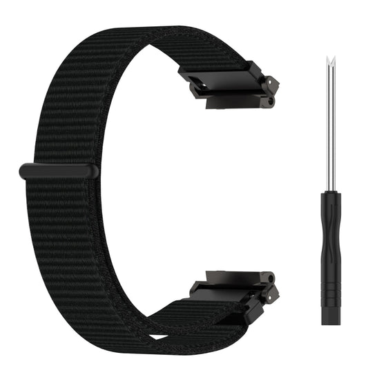 For Amazfit T-Rex2 Nylon Loop Buckle Watch Band(Black) by buy2fix