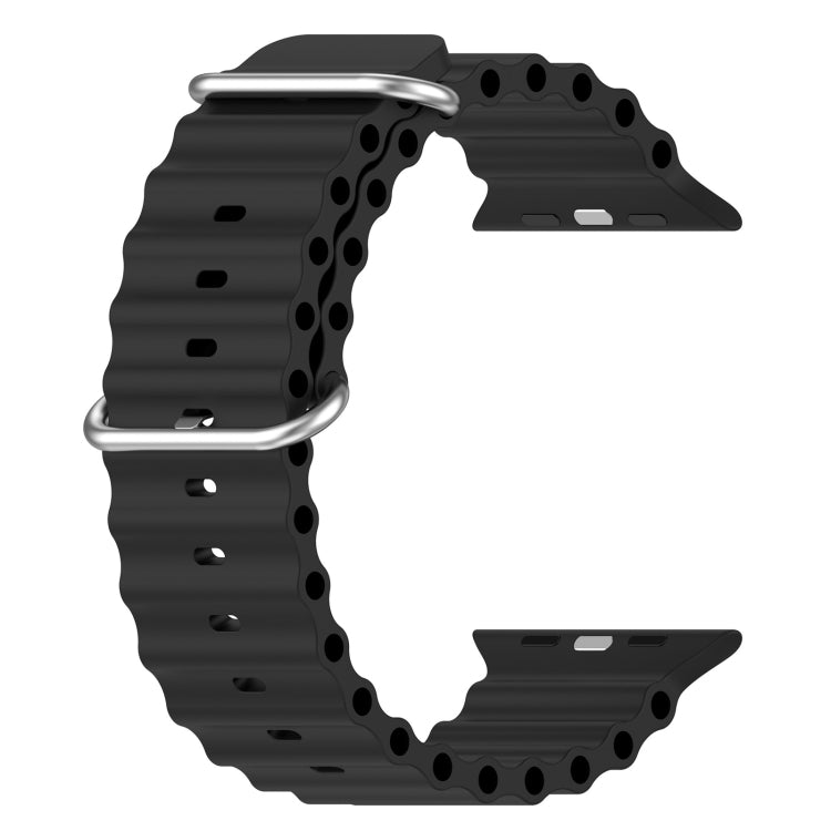 Ocean Silicone Watch Band For Apple Watch Ultra 49mm / Series 8&7 45mm / SE 2&6&SE&5&4 44mm (Black) - Smart Wear by buy2fix | Online Shopping UK | buy2fix