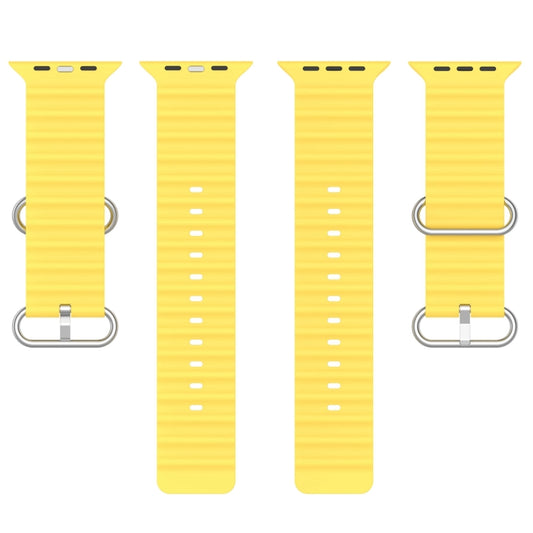 Ocean Silicone Watch Band For Apple Watch Ultra 49mm / Series 8&7 45mm / SE 2&6&SE&5&4 44mm (Yellow) by buy2fix