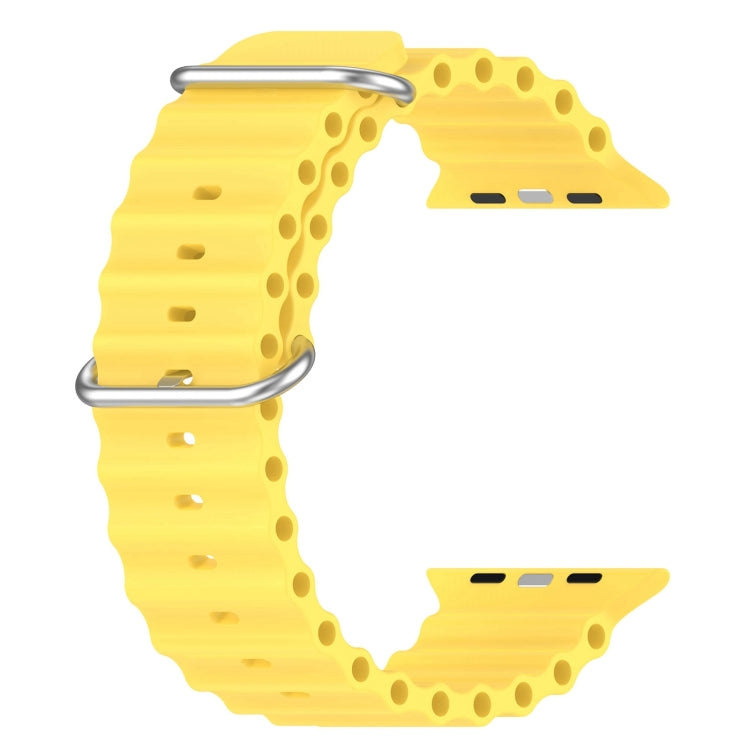 Ocean Silicone Watch Band For Apple Watch Ultra 49mm / Series 8&7 45mm / SE 2&6&SE&5&4 44mm (Yellow) - Smart Wear by buy2fix | Online Shopping UK | buy2fix