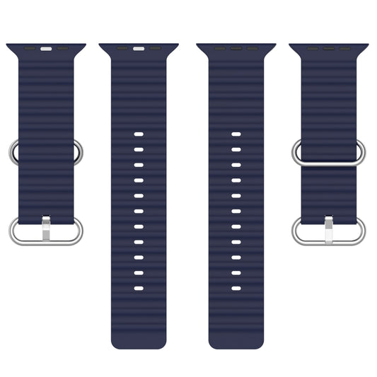 Ocean Silicone Watch Band For Apple Watch Ultra 49mm / Series 8&7 45mm / SE 2&6&SE&5&4 44mm (Midnight Blue) by buy2fix