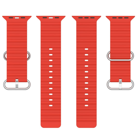 Ocean Silicone Watch Band For Apple Watch Ultra 49mm / Series 8&7 45mm / SE 2&6&SE&5&4 44mm (Red) by buy2fix